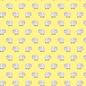 Playful Cuties FLANNEL - Oveja Amarilla de 3 Wishes Fabric