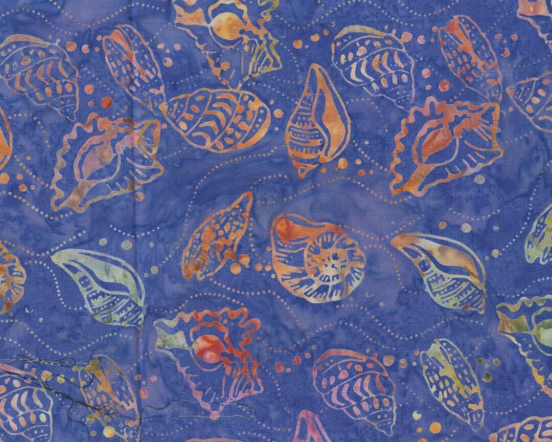 Bali Hawaii Batiks - Sea Shells Royal Blue Violet From Benartex Fabrics ...