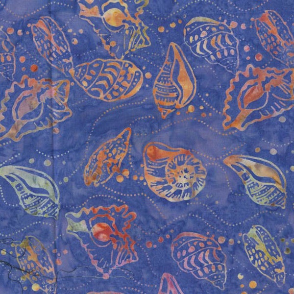 Bali Hawaii Batiks - Sea Shells Royal Blue Violet from Benartex Fabrics