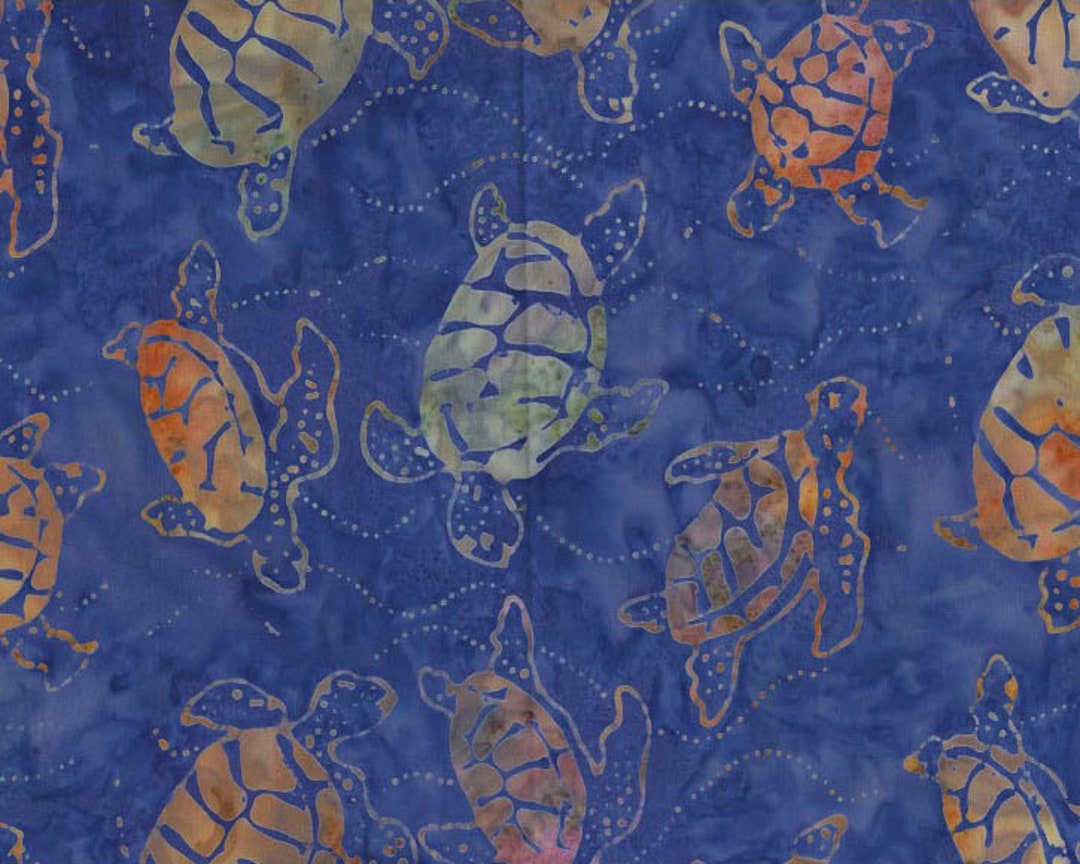 Bali Hawaii Batiks - Turtles Violet Royal Blue From Benartex Fabrics - Etsy