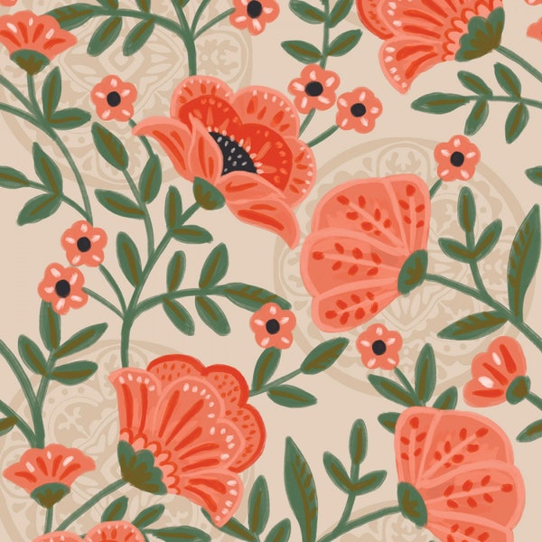 Glorious Garden - Tan Flowers from Quilter’s Palette Fabric