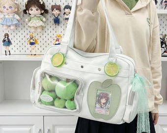 Clear Window Ita Bag, Large Kawaii Anime Crossbody, Pin,Dolls Display Shoulder Bag,