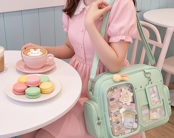 Ita Bag , Large Capacity Idol Fan Backpack & Crossbody Bag, Anime Pin Display Bag for Fans