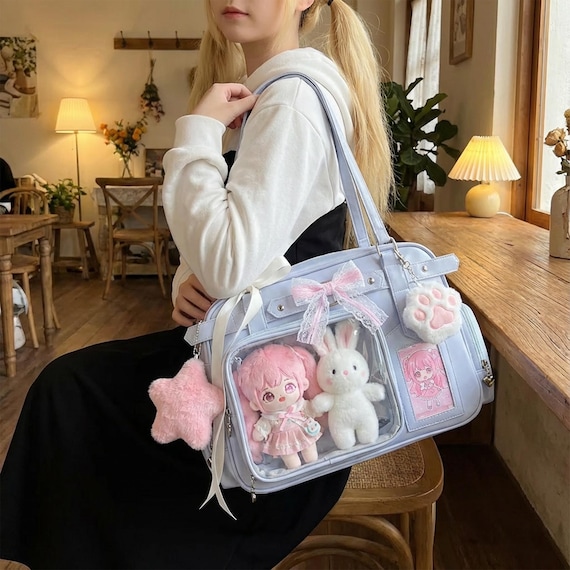 Clear Window Ita Bag, Shoulder Crossbody Bag for Anime Pins, Dolls, Keychains & Cosplay Display