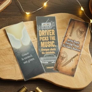 Set di 3 segnalibri ispirati al soprannaturale / Segnalibri con citazioni fantasy / Segnalibro con ali d'angelo / Regalo per lettori / Accessorio per la lettura fatto a mano