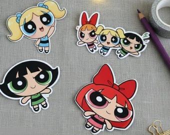 Powerpuff girls inspired stickers, sticker set