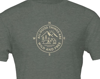 Wild und Frei im Freien T-Shirt, Wandern T-Shirt,