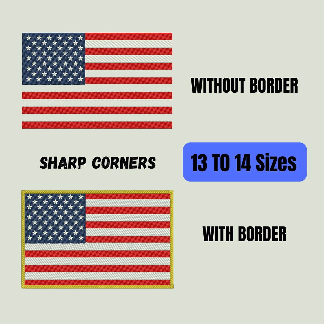 American Flag Embroidery Design Pack, 2 Styles Square Sharp Corners ...