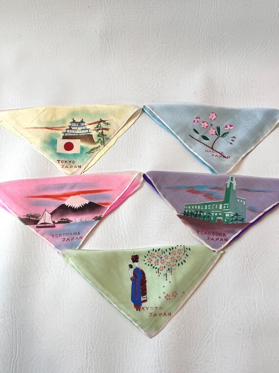 Vintage 1940s-50s Japanese Souvenir Handkerchief … - image 4