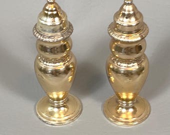 ヴィンテージ風装飾シルバーメッキソルト＆ペッパーシェーカー、二重ひょうたん型、アメリカ製