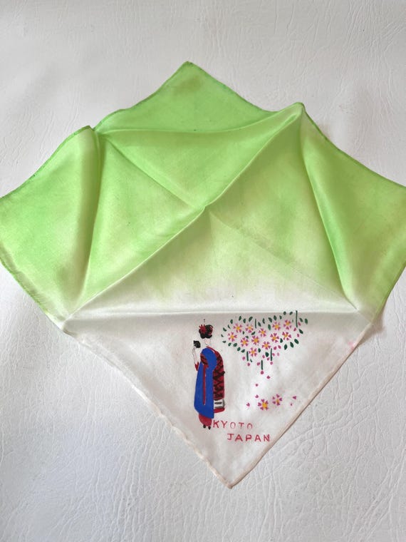 Vintage 1940s-50s Japanese Souvenir Handkerchief … - image 9