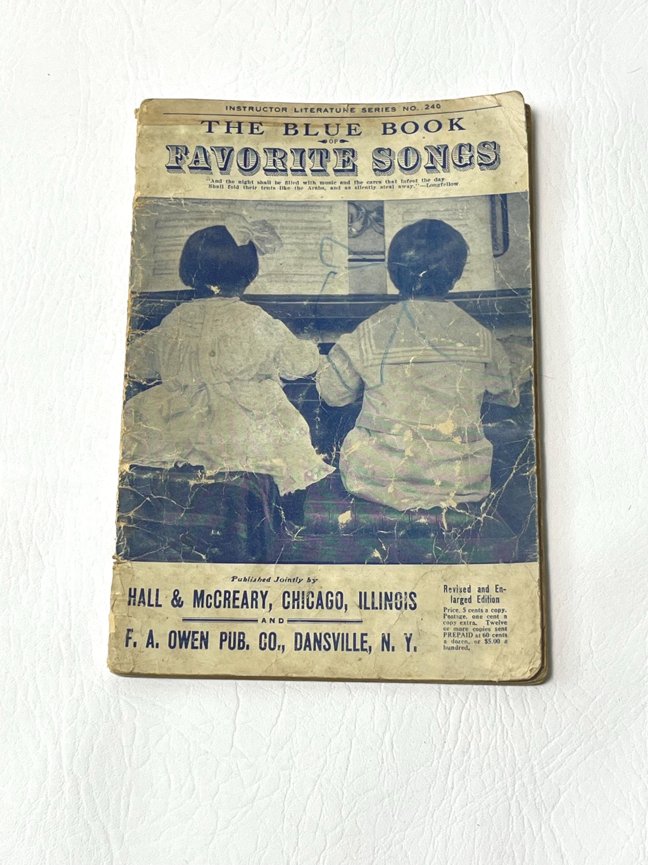 1914 Antique Piano Music Book - "The Blue Book of Favorite Songs"