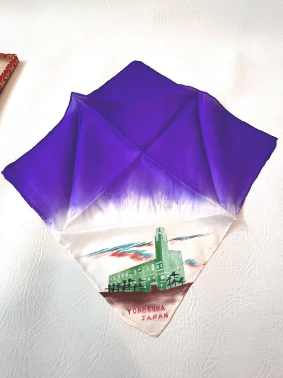 Vintage 1940s-50s Japanese Souvenir Handkerchief … - image 8