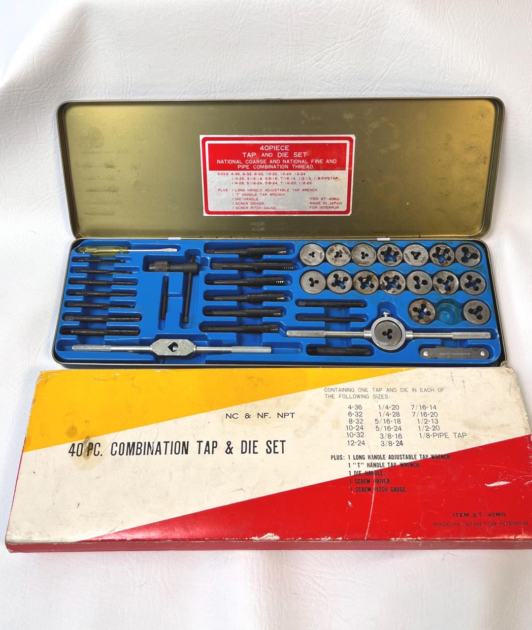 Vintage Interpur Tap and Die Set – 40-piece, Made in Japan