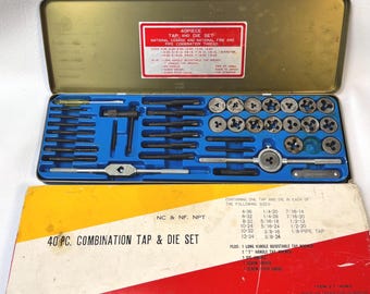 Vintage Interpur Tap and Die Set – 40-Piece, Made in Japan, Original Tin