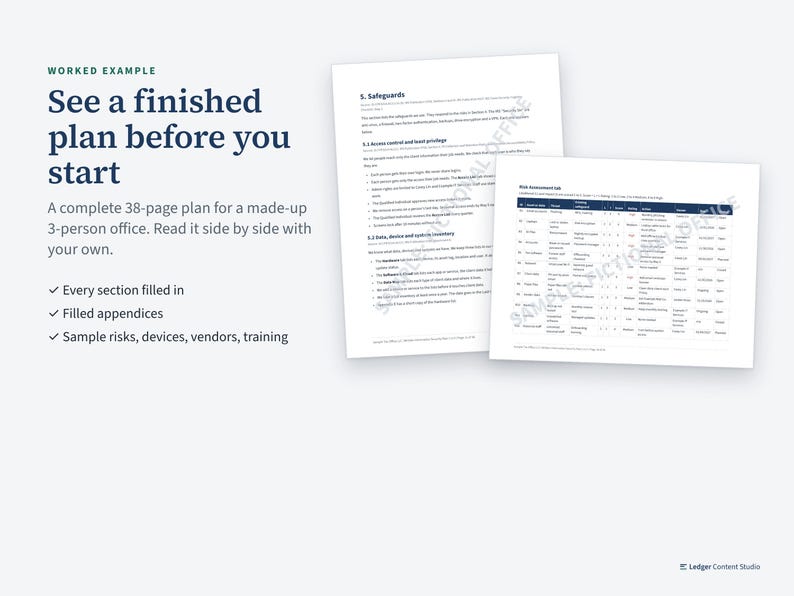 Worked example plan for a fictional three-person tax office