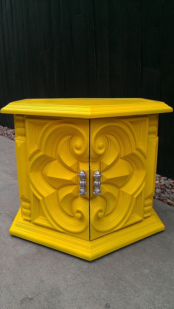Items similar to Funky and Bold Yellow Side Table on Etsy