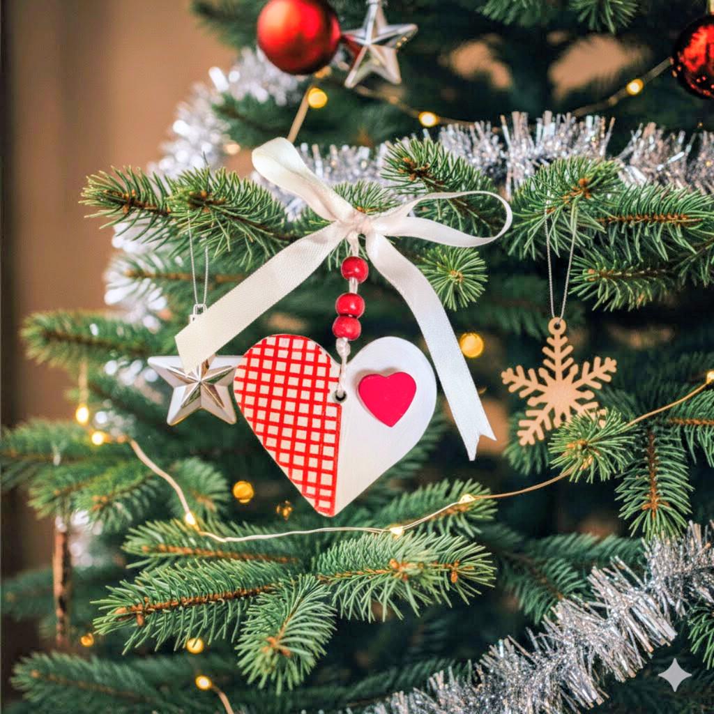 手作りの陶器製クリスマスオーナメント、ホリデーデコレーション、6個