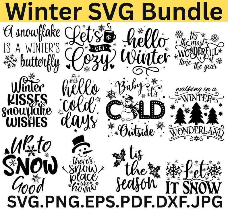 Winter SVG | Snowflake SVG Bundle | Christmas Season Cut File | Cricut ...
