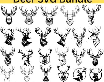 鹿のSVGカットファイル | 鹿の頭のSVG | 野生動物のSVG | Cricut & Silhouette Design | デジタルダウンロード