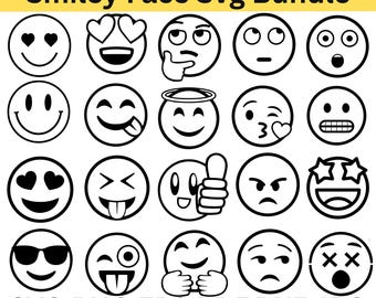 Smiley Face SVG | Cute Happy Emoji SVG Cut File for Cricut & Silhouette | Printable Smiling Face Instant Download
