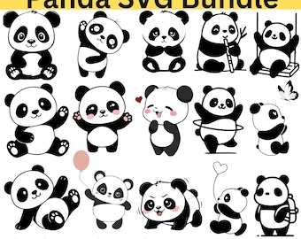 Cute Panda SVG | Kawaii Panda Clipart | Panda Face Cutting File for Cricut & Silhouette