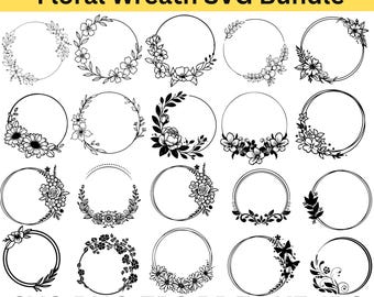Blumenkranz SVG | Blume Kreis Rahmen Cut File für Cricut & Silhouette