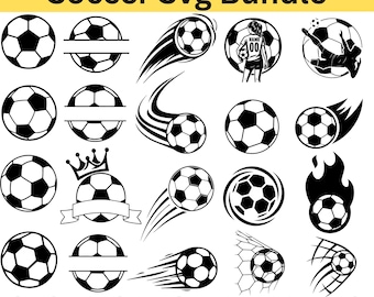 Pacchetto SVG di calcio / File di taglio giocatore di calcio / Disegni sportivi (Download immediato)