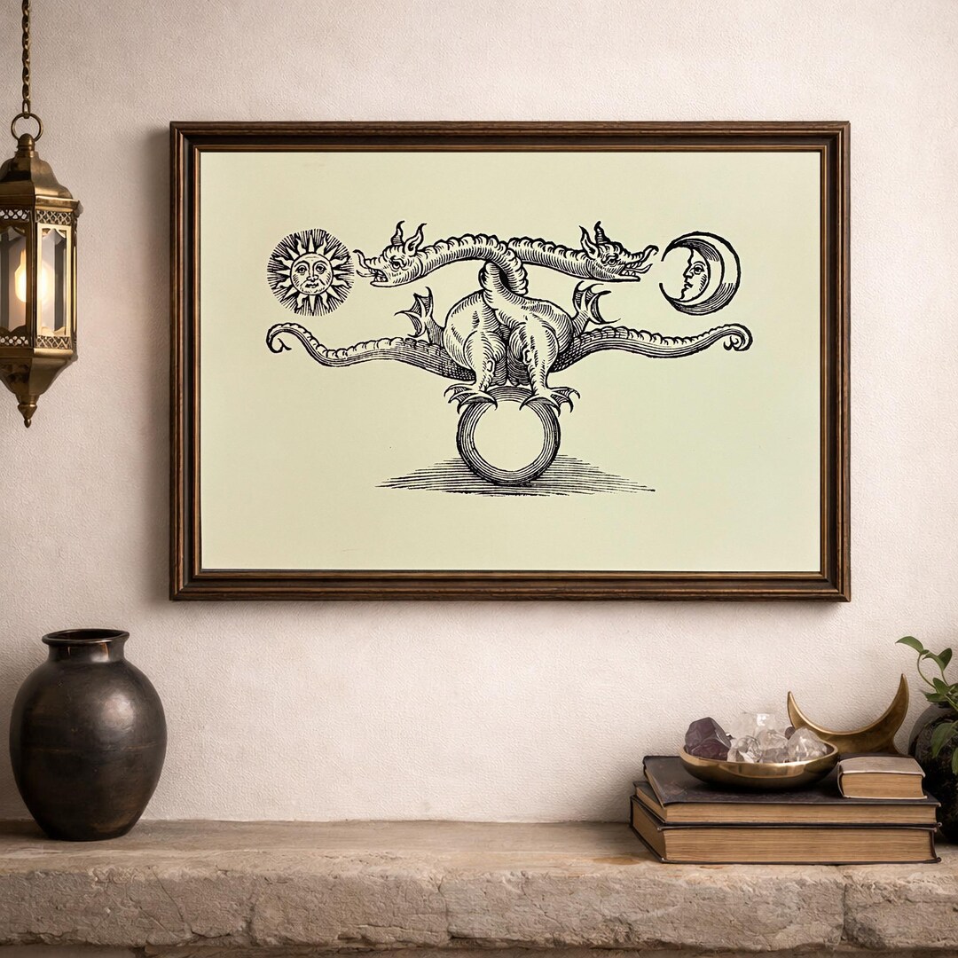 Occult Dragon Alchemy Print – Sun Moon Esoteric Wall Art - Etsy