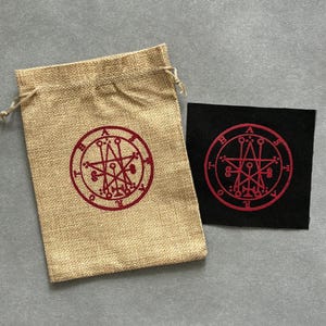 Ashtoreth Sigil Linen Pouch & Screen Printed Patch | Occult Altar Bag | Goetia Symbol