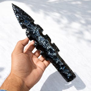 Large Black Obsidian Knife Blade 10 Inch | Black Obsidian Viking Athame Ritual Knife