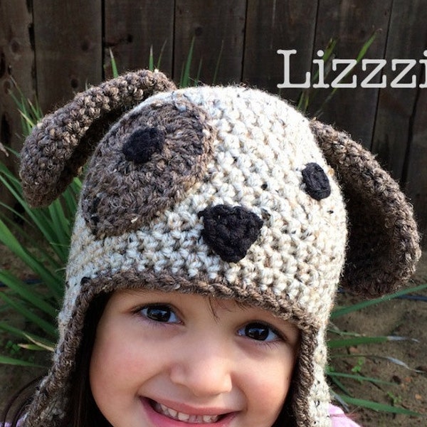 Little Doggie Crochet Beanie PDF Pattern - Puppy Dog - newborn, baby, kids, toddler - beanie, earflap, braids - Instant Digital Download