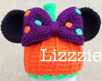 Minnie Pumpkin Crochet Hat PATTERN PDF - Halloween - baby kids toddler teen - Easy - Instant Digital Download Disneyland Disneyworld