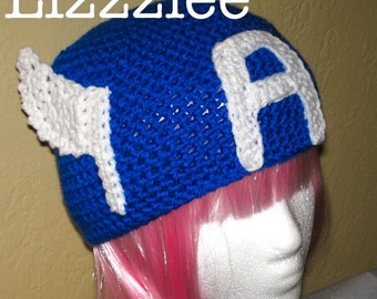 Captain America Avengers crochet hat pattern PDF - DIY superhero dress-up - instructions beanie earflap braids - Instant Digital Download