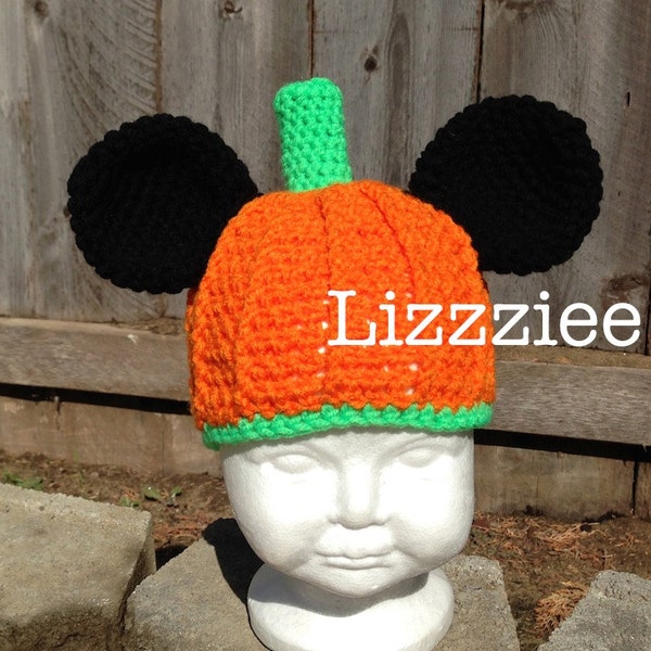 Halloween Mickey Pumpkin Crochet Hat PATTERN PDF - Instructions, make cute easy hats - newborn to adult - Instant Digital Download