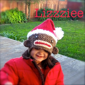 Sock Monkey Santa Crochet Hat PATTERN - Instructions to make super cute and easy hats - baby toddler child teen adult