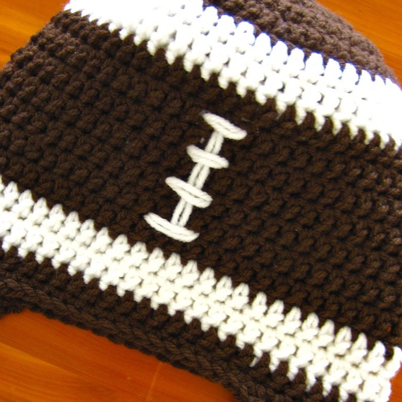 Daddy's Little Football Fan Crochet Hat Pattern PDF Quick & Easy, instructions for beanie, earflap, braids Instant Digital Download image 1