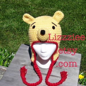 Pooh Bear Hat Pattern PDF Instructions to make earflaps and beanies in 6 sizes, newborn to adult Instant Digital Download image 5