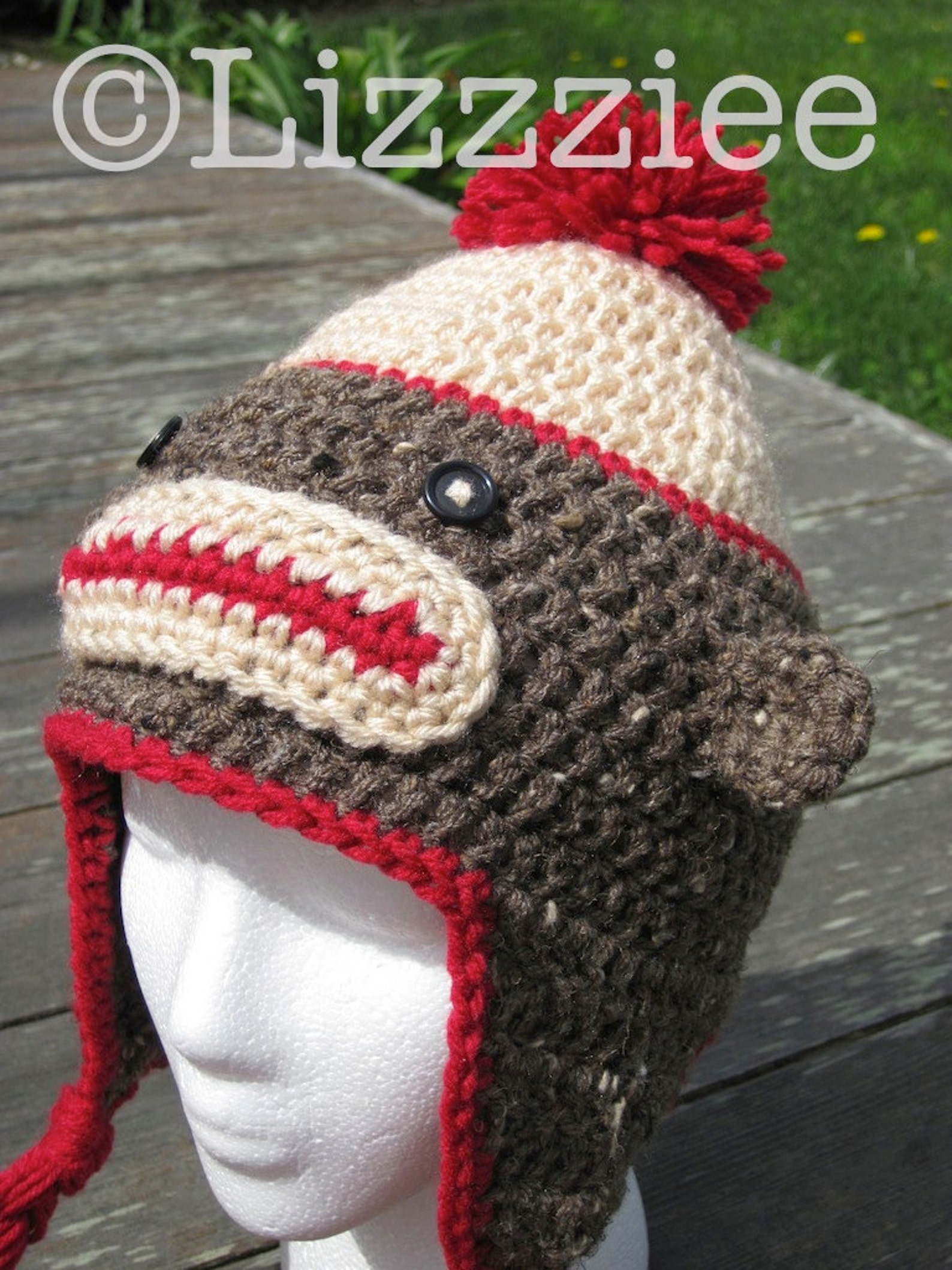 Pattern Sock Monkey Hat PDF Baby to Adult Crochet Hat Etsy