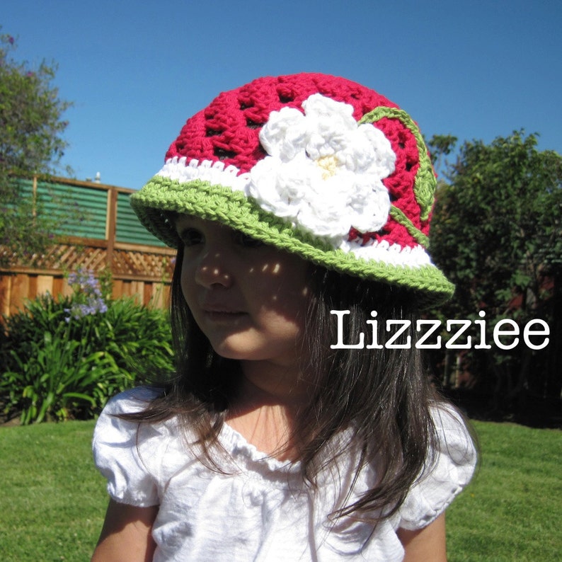 PATTERN Berry Blossom Crochet bucket Hat PDF make super cute and easy girls hats baby toddler child Instant Digital Download image 4