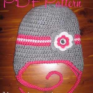 Pattern Quick & Easy Earflap Crochet Hat PDF great everyday hat, easy to make, very fast project Instant Digital Download image 2