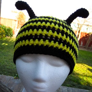 Busy Bee Crochet Hat Pattern PDF instructions to make a beanie or earflap hat with braids or ties Instant Digital Download image 2