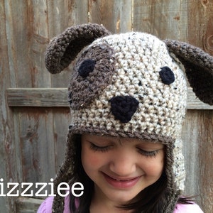 Little Doggie Crochet Beanie PDF Pattern Puppy Dog newborn, baby, kids, toddler beanie, earflap, braids Instant Digital Download image 4