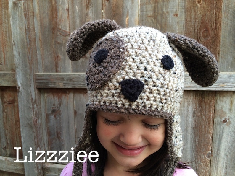 Little Doggie Crochet Beanie PDF Pattern Puppy Dog newborn, baby, kids, toddler beanie, earflap, braids Instant Digital Download image 4