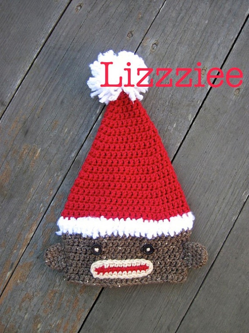 Sock Monkey Santa Crochet Hat PATTERN Instructions pour fabriquer des chapeaux super mignons et faciles bébé tout-petit enfant adolescent adulte image 5