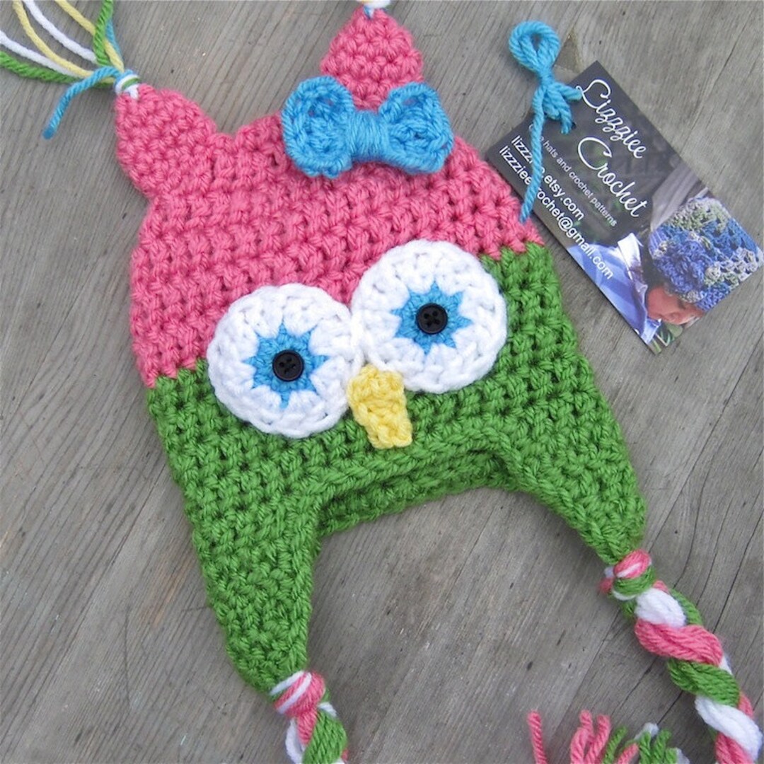 Little Owl Crochet Hat Pattern PDF Easy 6 Sizes Beanie Etsy