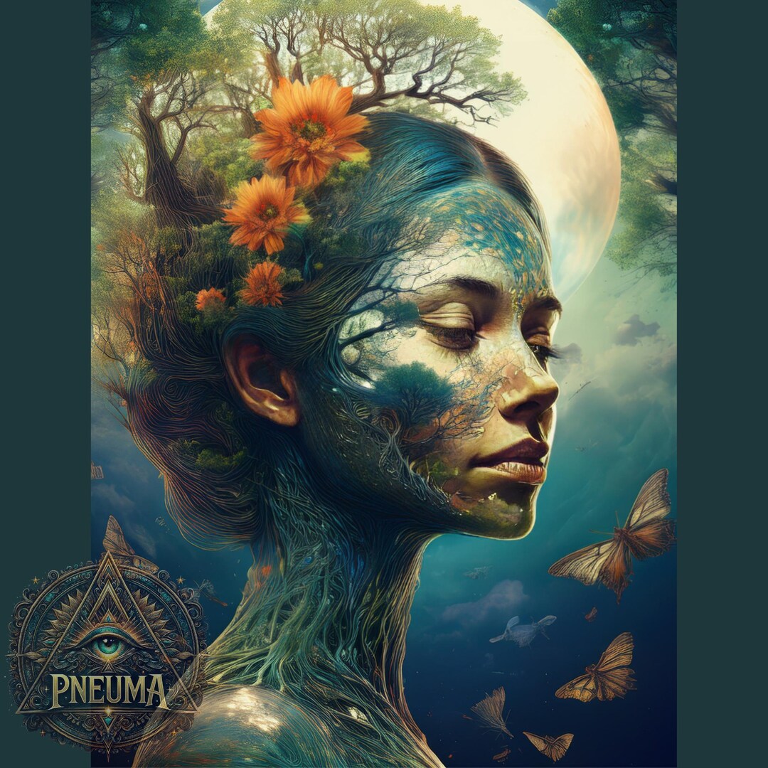 Mother Earth Goddess Digital Download, Surreal Nature Woman Tree of ...
