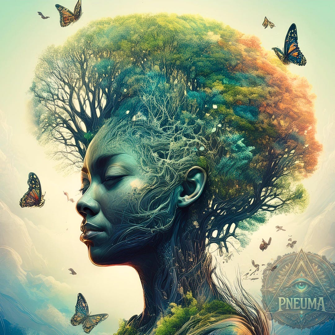 Mother Earth Goddess Digital Download, Surreal Nature Woman Tree of ...