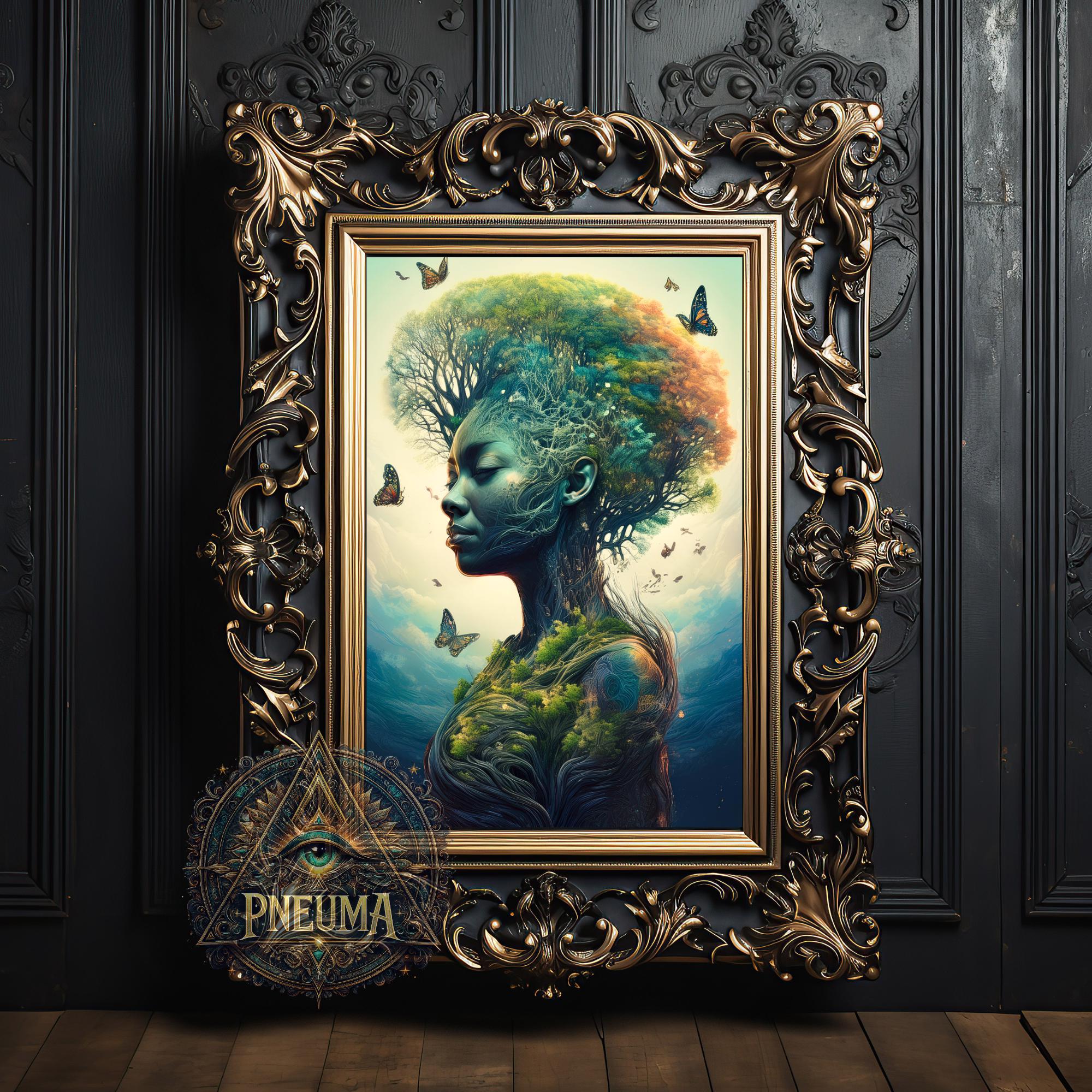 Mother Earth Goddess Digital Download, Surreal Nature Woman Tree of ...