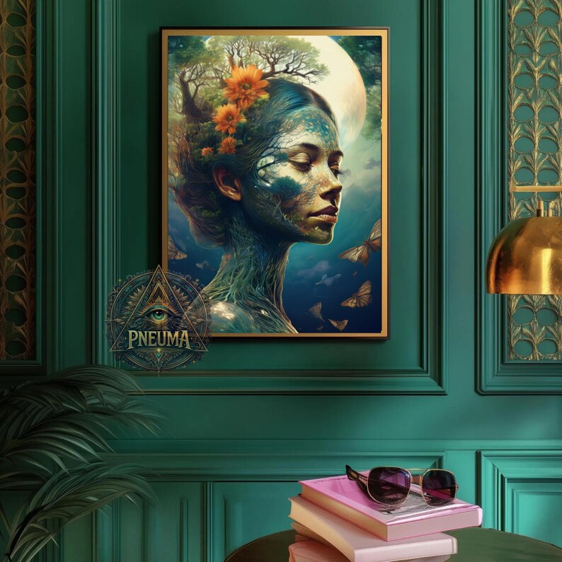 Mother Earth Goddess Digital Download, Surreal Nature Woman Tree of ...